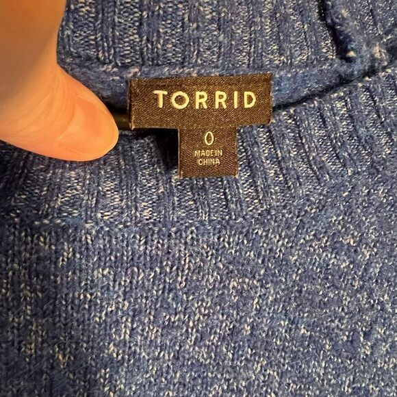 Torrid Metallic Thread Rib Knit Trim Crew Neck Sweater Blue Size 0 - Picture 2 of 6